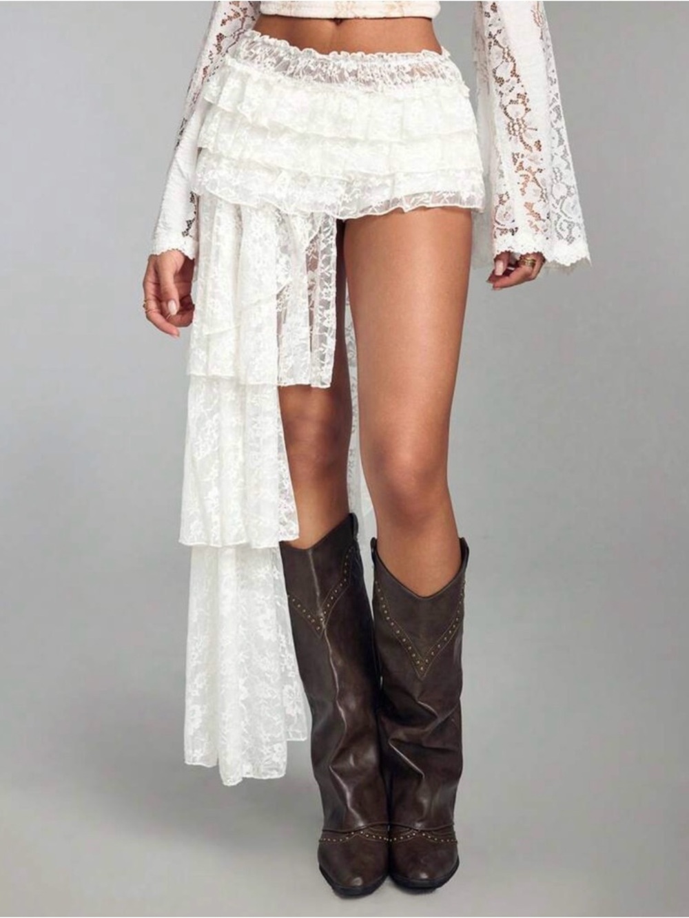 Super sexy white high low skirt